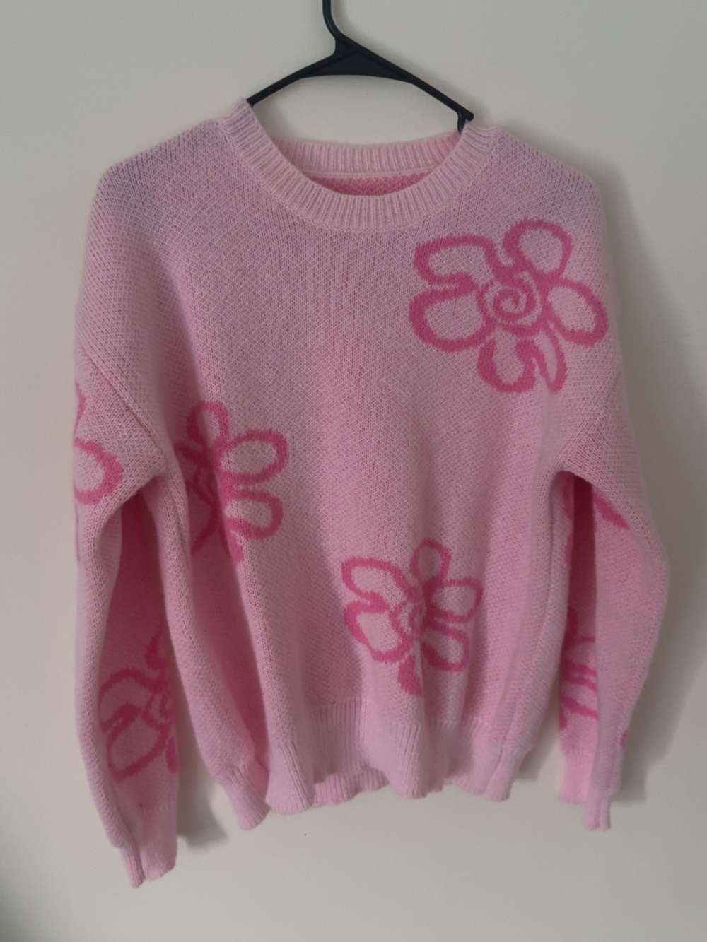 SHEIN Pink Floral Crewneck Sweater